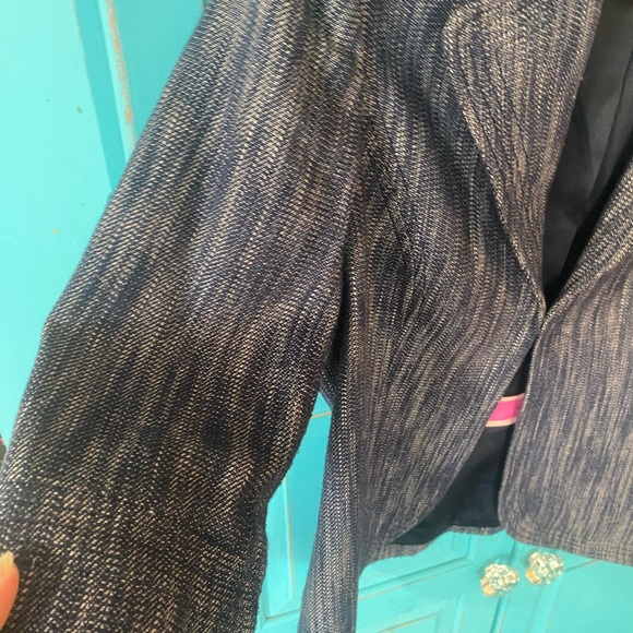 Boden Jacket Blazer Denim Blue Light Tweed - Waist Line Hook - Dressy Casual - Picture 3 of 14